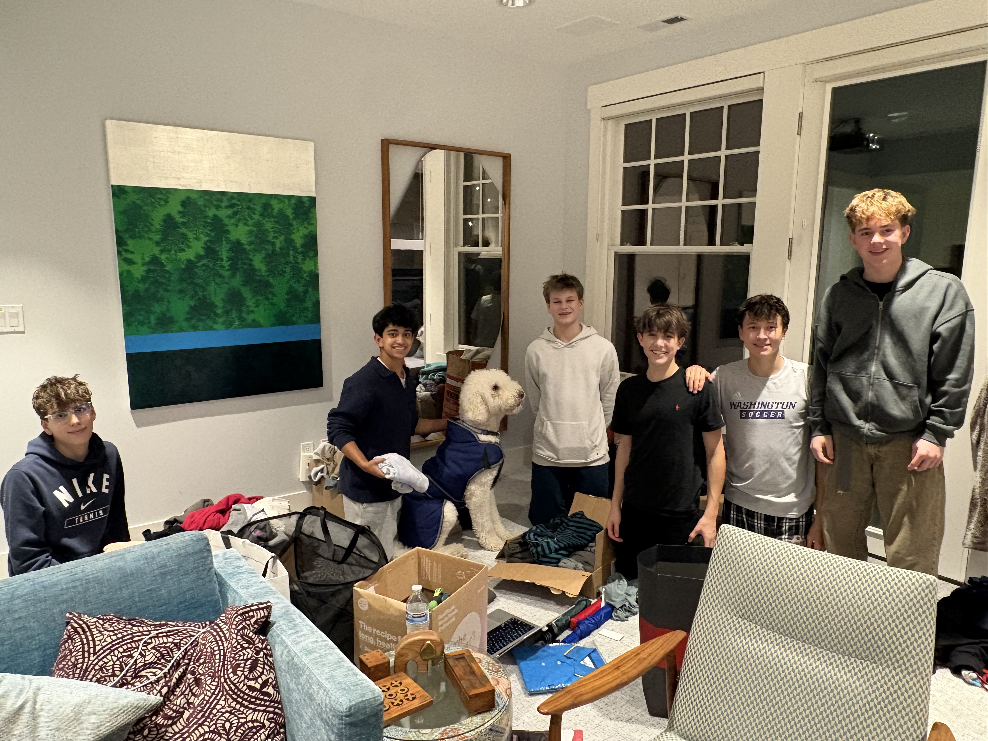 First sort with smiling volunteers